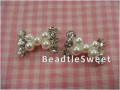Crystal Bow with White Pearls Nail Accessories