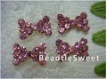 Pink Crystal Bow Nail Accessories